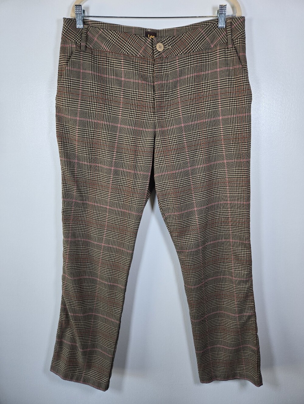Lee Houndstooth Plaid Trouser Pants Womens Size 14 Academia Preppy Career Wear
